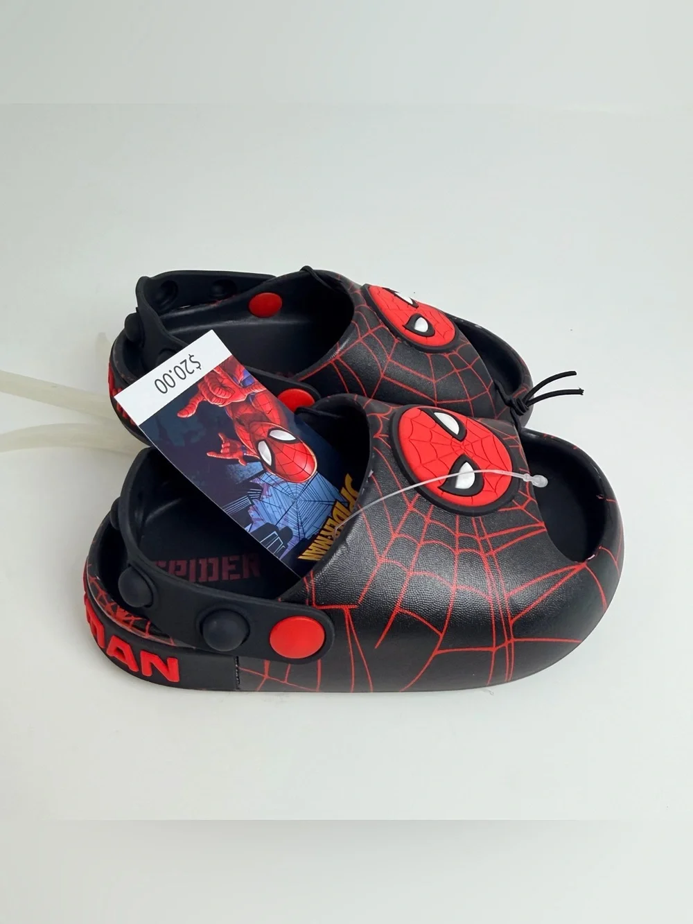 Spider-Man Kids Black and Red Webbed Clog Sandals